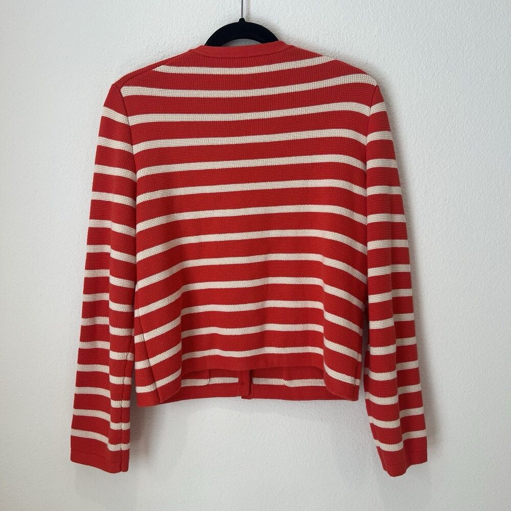 J Crew Cardigan Emilie Lady Sweater Jacket Moroccan Red & Sand Cream Large - Picture 6 of 8